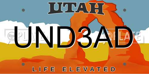UND3AD Utah License Plate
