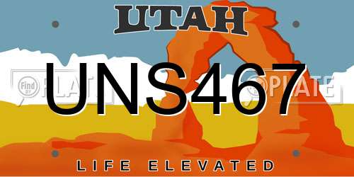 UNS467 Utah License Plate