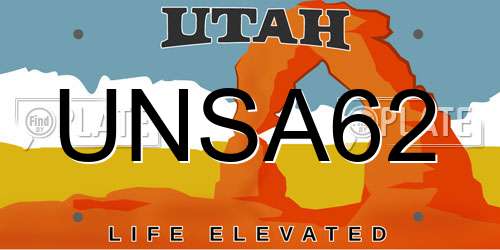 UNSA62 Utah License Plate