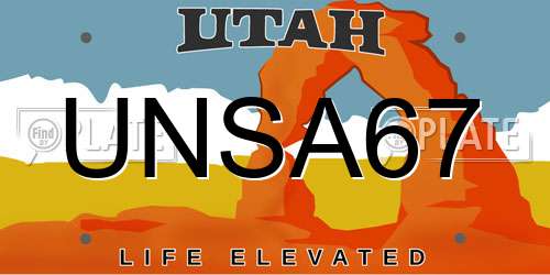 UNSA67 Utah License Plate