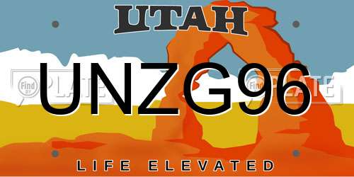 UNZG96 Utah License Plate