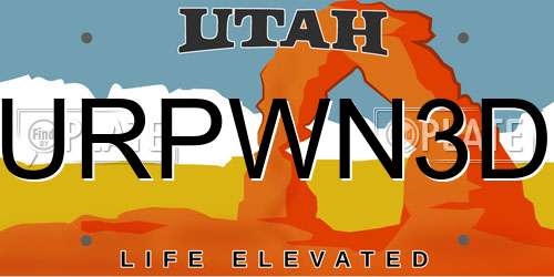 URPWN3D Utah License Plate