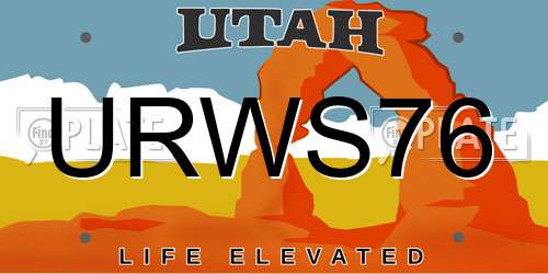 URWS76 Utah License Plate