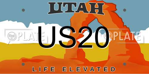 US20 Utah License Plate