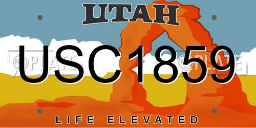 USC1859 Utah License Plate