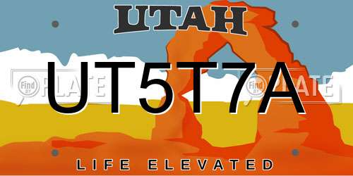 UT5T7A Utah License Plate