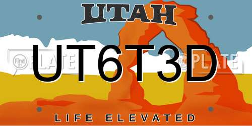 UT6T3D Utah License Plate