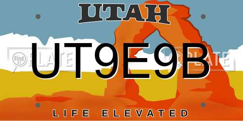 UT9E9B Utah License Plate