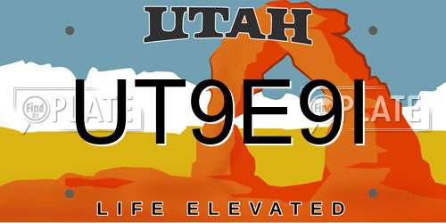 UT9E9I Utah License Plate