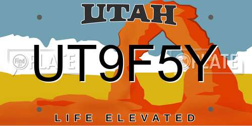 UT9F5Y Utah License Plate