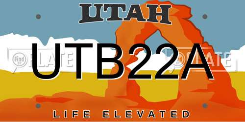 UTB22A Utah License Plate
