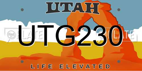 UTG230 Utah License Plate