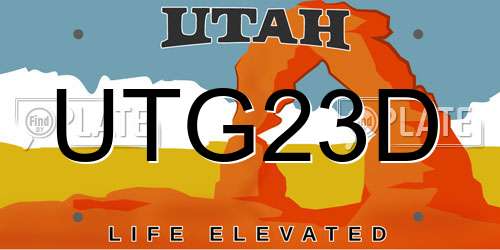 UTG23D Utah License Plate