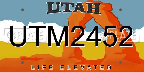 UTM2452 Utah License Plate