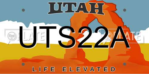 UTS22A Utah License Plate
