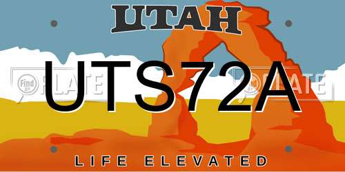 UTS72A Utah License Plate