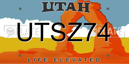 UTSZ74 Utah License Plate
