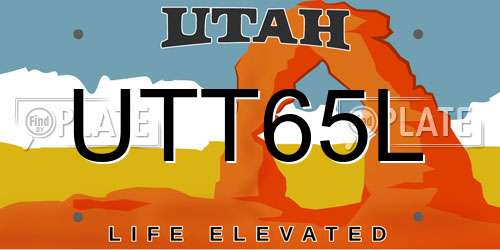 UTT65L Utah License Plate