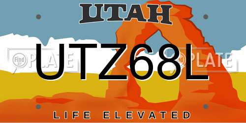 UTZ68L Utah License Plate