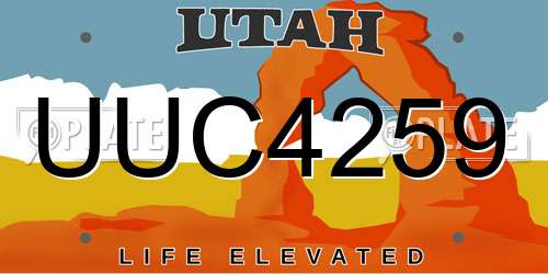 UUC4259 Utah License Plate