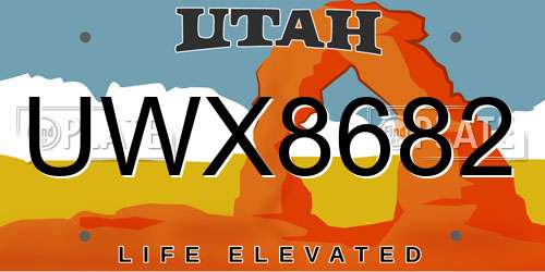 UWX8682 Utah License Plate