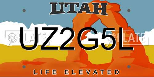 UZ2G5L Utah License Plate