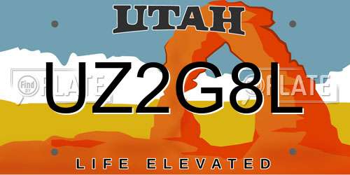 UZ2G8L Utah License Plate