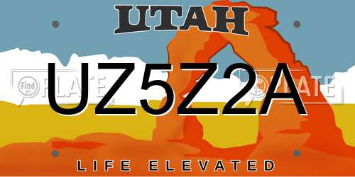 UZ5Z2A Utah License Plate