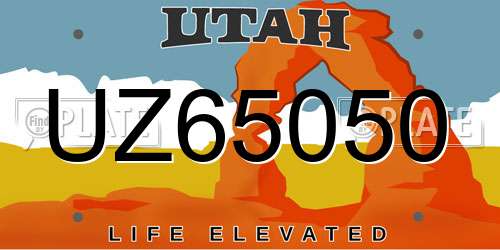 UZ65050 Utah License Plate