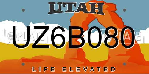 UZ6B080 Utah License Plate