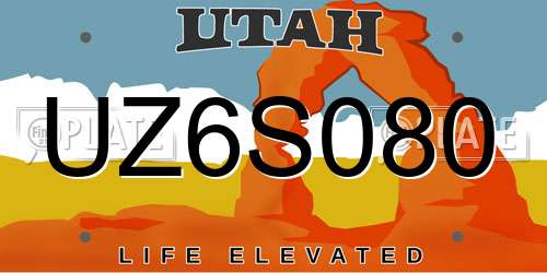 UZ6S080 Utah License Plate