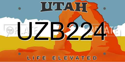 UZB224 Utah License Plate