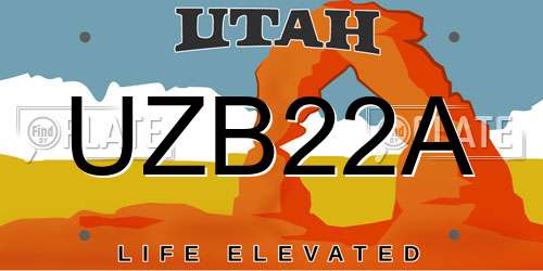 UZB22A Utah License Plate