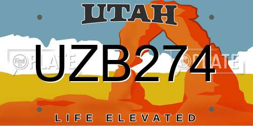 UZB274 Utah License Plate