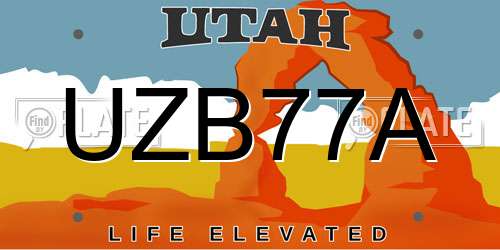 UZB77A Utah License Plate