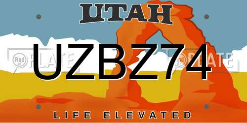 UZBZ74 Utah License Plate