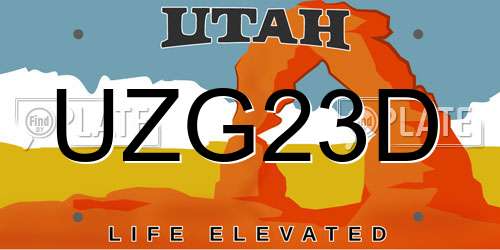 UZG23D Utah License Plate