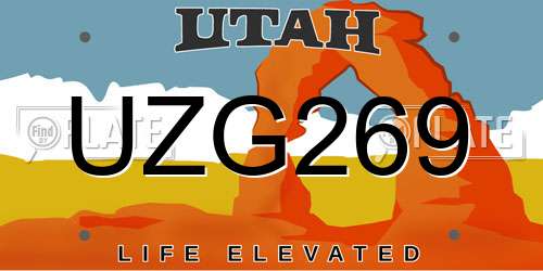 UZG269 Utah License Plate