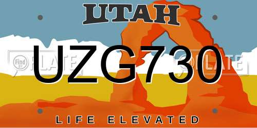 UZG730 Utah License Plate
