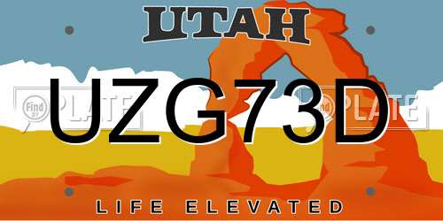 UZG73D Utah License Plate
