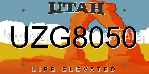UZG8050 Utah License Plate