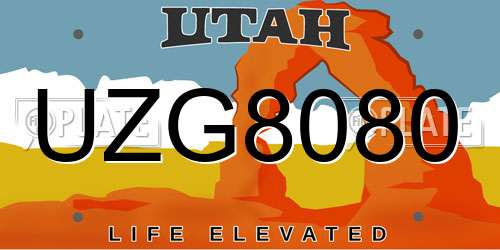 UZG8080 Utah License Plate