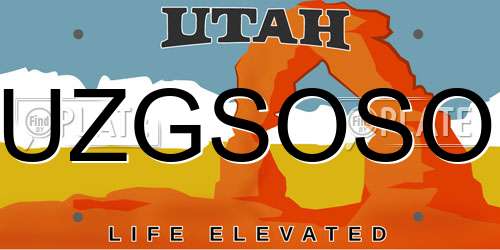 UZGSOSO Utah License Plate