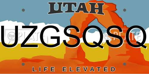 UZGSQSQ Utah License Plate
