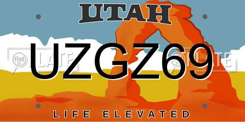 UZGZ69 Utah License Plate