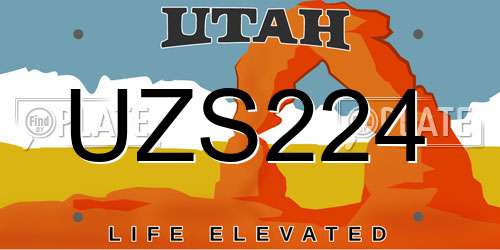 UZS224 Utah License Plate