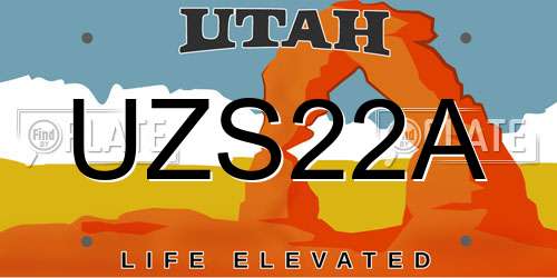 UZS22A Utah License Plate