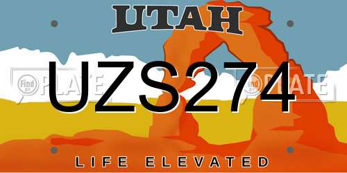 UZS274 Utah License Plate