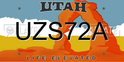 UZS72A Utah License Plate
