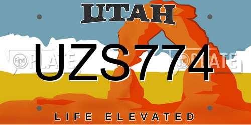 UZS774 Utah License Plate